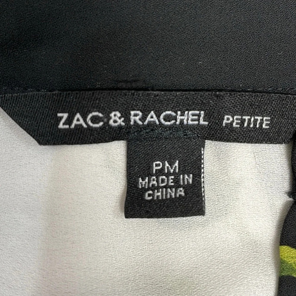 Zac & Rachel 3/4 Sleeve V-Neck Blouse Black White Striped Floral PM - Picture 11 of 15